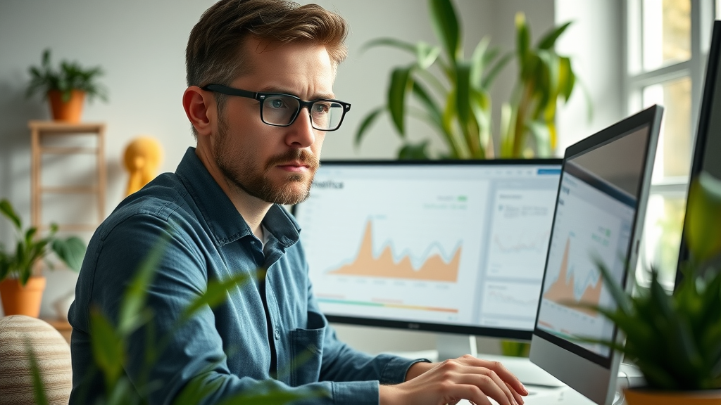 website analyst studying analytics dashboard tracking website traffic drop amidst AI overviews